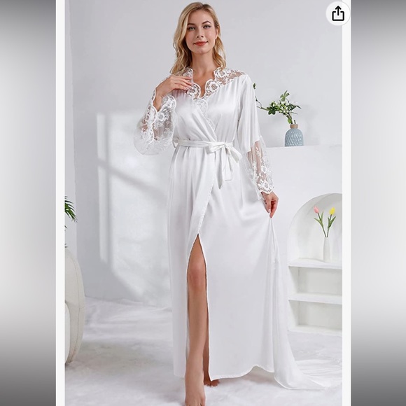 Robes Long with Flared Lace Cuffs for Wedding Bridal Party Maternity Gowns - Picture 8 of 10